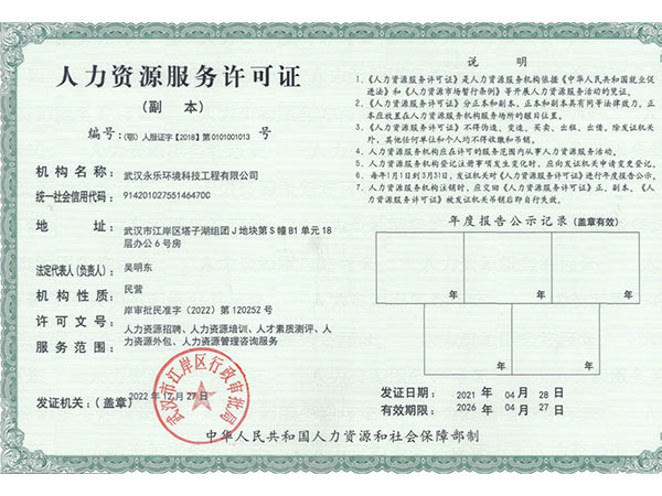 人力资源服务许可证